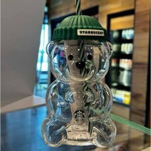 Starbucks Transparent Bear Tumbler with Green Lid